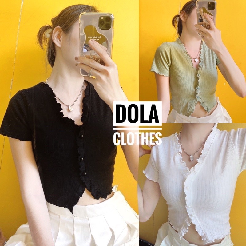 (CLIP+ ẢNH THẬT) Áo Bèo Cổ V Cúc Ngọc Chất Thun Gân Co Giãn Siêu Hot Trendy