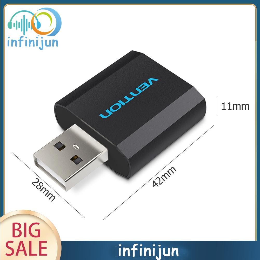 Card âm thanh rời Vention màu đen chuyển đổi từ cổng USB sang giắc 3.5MM | BigBuy360 - bigbuy360.vn