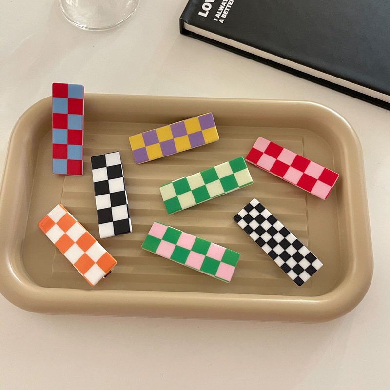 Kẹp tóc họa tiết sọc lưới/gợn sóng nhiều màu sắc tùy chọn thời trang cho nữ