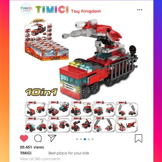 Xe ô tô đồ chơi cứu hỏa xếp hình "10 IN 1" cho bé