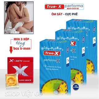 [CHÍNH HÃNG] Bao Cao Su True-X PerfomaX (Hộp 12c) - Bcs KÉO DÀI THỜI GIAN – KÍCH THÍCH GIÁC QUAN ÂM NGUYỆT- YÊU SAY ĐẮM