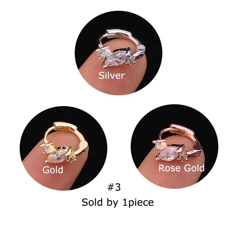 Khuyên tai hình tròn đính đá zircon 8mm