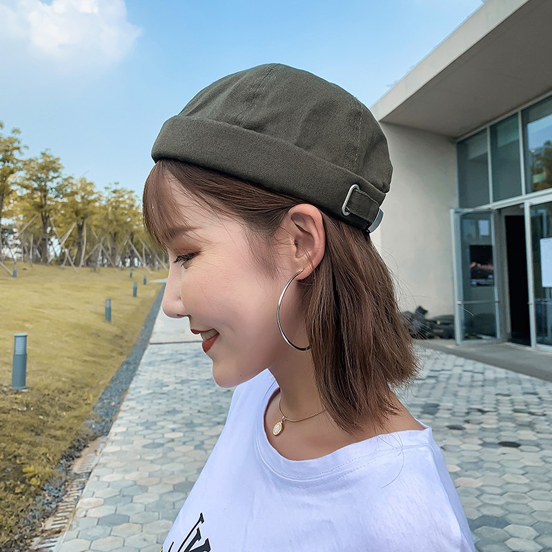 Mũ beanie không vành màu sắc vintage