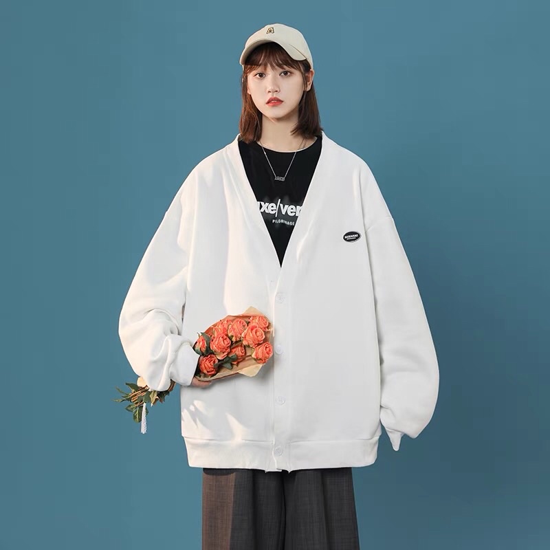 Áo Khoác Cardigan Sweater Nam Nữ Cúc Gài In Logo Trước Ngực Form Rộng Unisex U537
