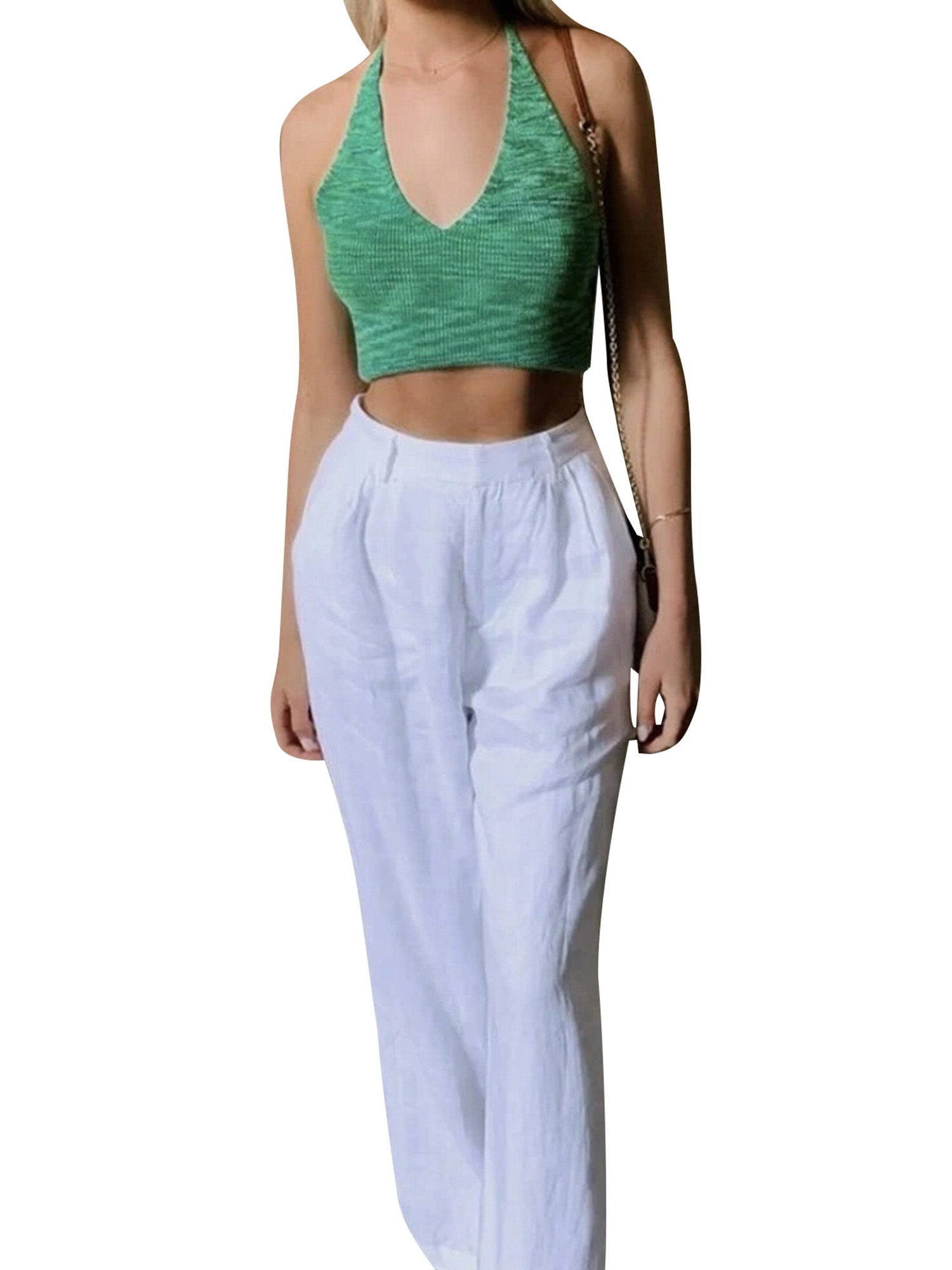 Áo Croptop Sát Nách Cổ Chữ V Màu Trơn Cho Nữ