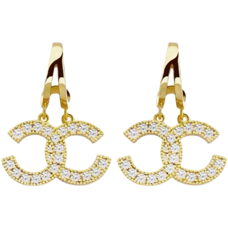 Đôi Khuyên Tai Chữ C Đính Đá Thời Trang Hàn Quốc Cho Nữ