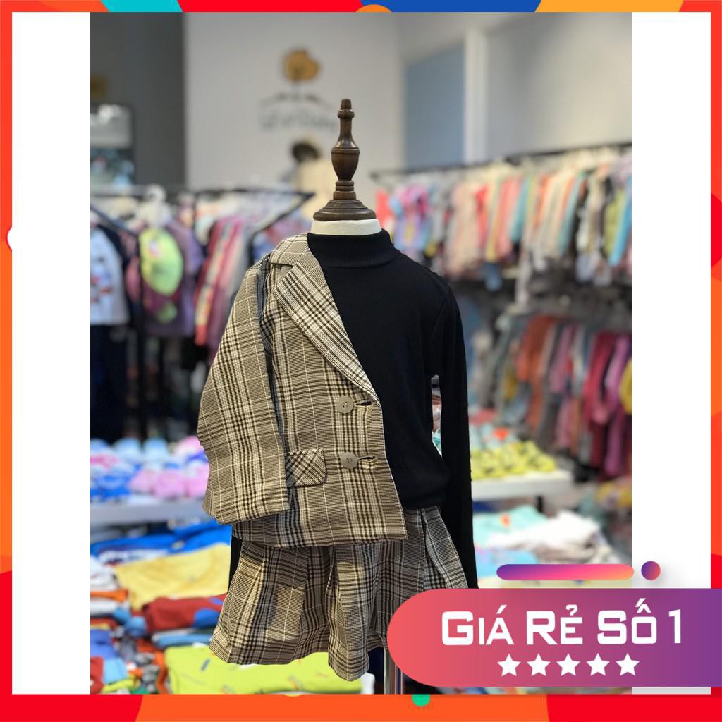 Bộ vest bé gái size 2-7T( bao gồm 1 áo vest cài cúc, 1 chân váy). Cho bạn từ 12kg đến 25kg