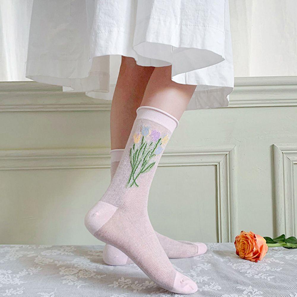 Vớ Cổ Trung Thêu Họa Tiết Dễ Thương Thời Trang Mùa Hè Cho Nữ