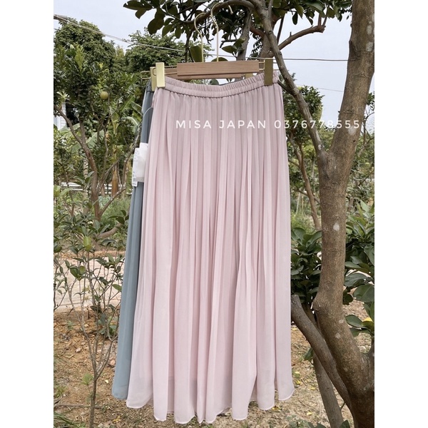 Chân váy xếp ly Chiffon Pleated Skirt U N I Nhật
