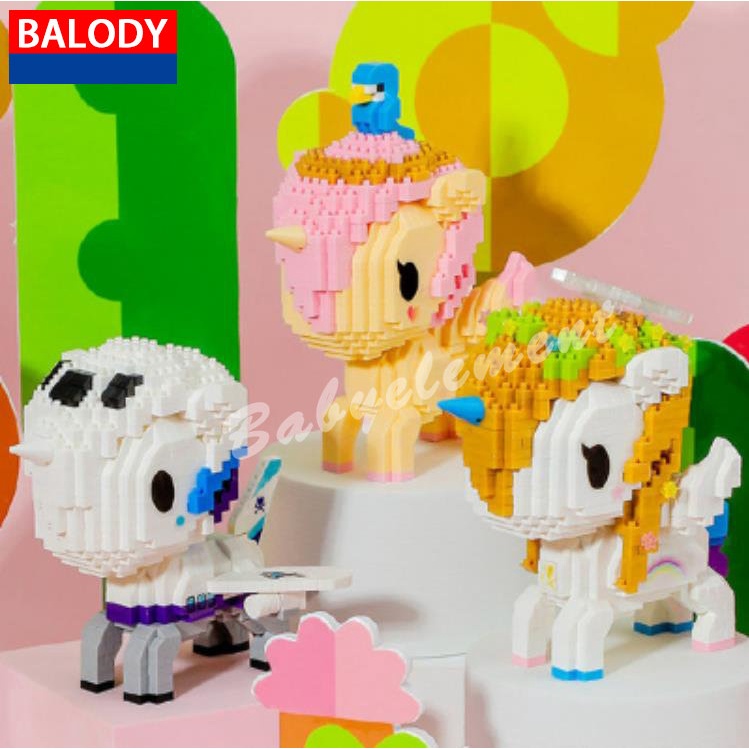 Nano Khối Kỳ Lân Khối Xây Dựng Hoạt Hình Rainbow Pony Mẫu Búp Bê Lắp Ráp Trẻ Em Đồ Chơi Giáo Dục Bé Gái Quà Tặng