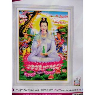 Tranh thêu chữ thập Phật Quan âm LV3513