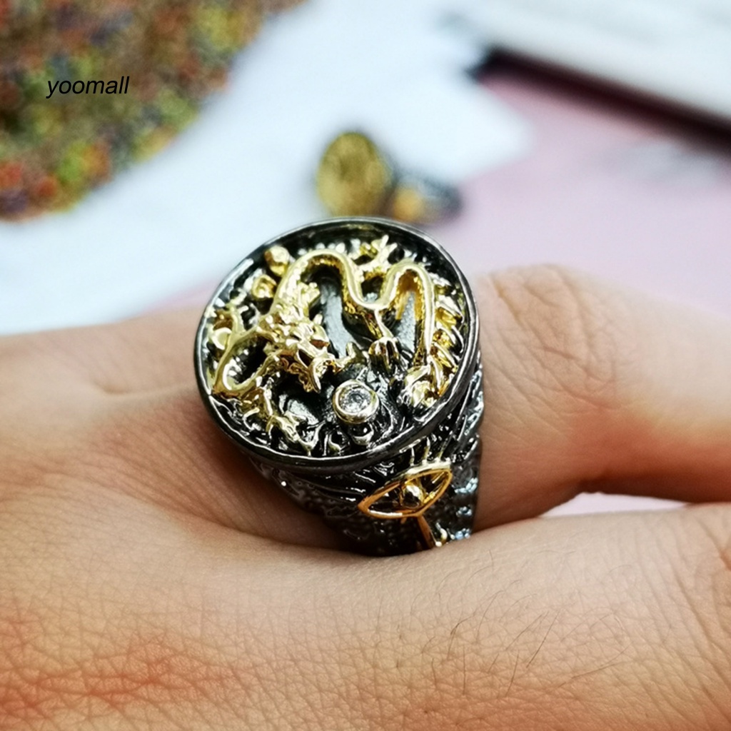 / Yo / Nhẫn Mạ Điện Hình Rồng Trung Quốc Dự Tiệc Cho Nam