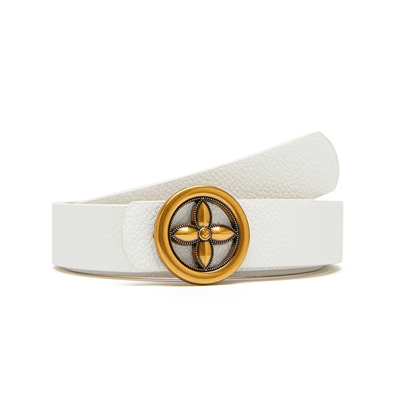 Thắt lưng khóa tròn màu trơn dễ phối đồ thời trang dành cho nữ