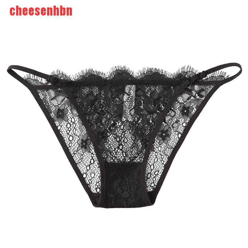 [cheesenhbn]Womens Sexy Temptation Thong Panties Lace Adjustable Size Briefs Lingerie Sheer