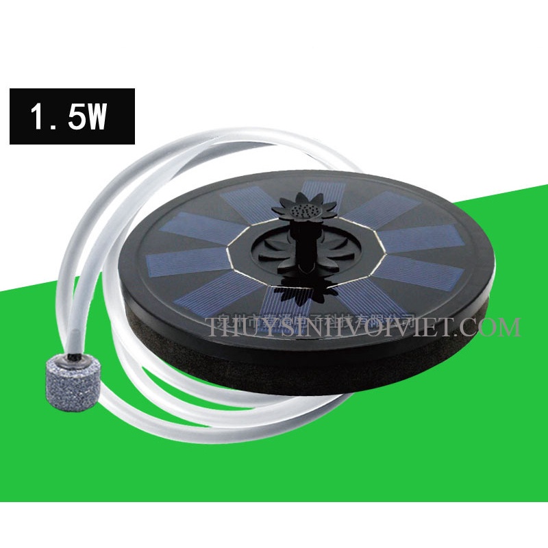 Máy sủi oxy dùng Năng Lượng Mặt Trời công suất1.5w dành cho hồ cá, hòn non bộ ngoài trời