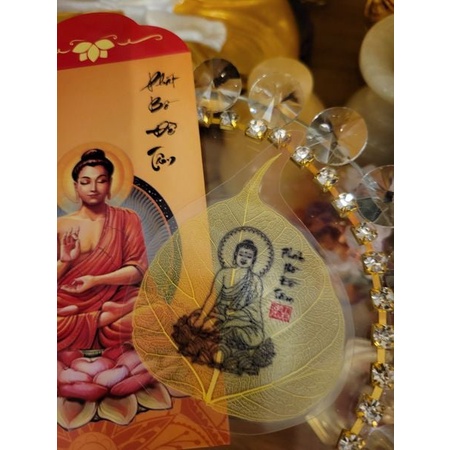 Lá bồ đề may mắn tâm phật cầu bình an tài lộc để ốp điện thoại treo xe MiibooShi D4.001