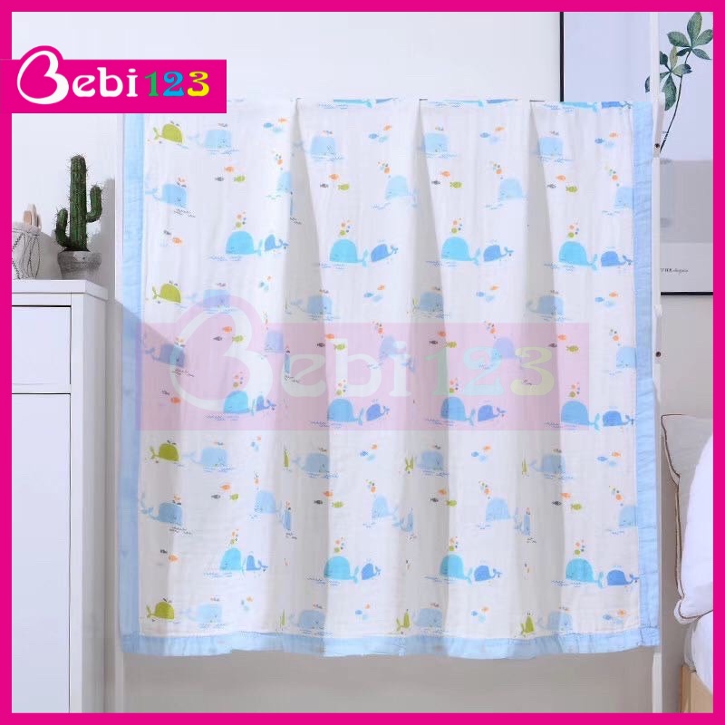 (Loại 1) Chăn, mền, khăn quấn, khăn tắm Organic viền 6 lớp sợi tre cao cấp cho bé (110x110cm)