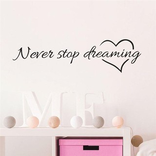 Giấy dán tường in chữ Never Stop Dreaming trang trí sáng tạo hoa lụa gương tròn hồ cá mini trang trí chụp ảnh chỉ lụa