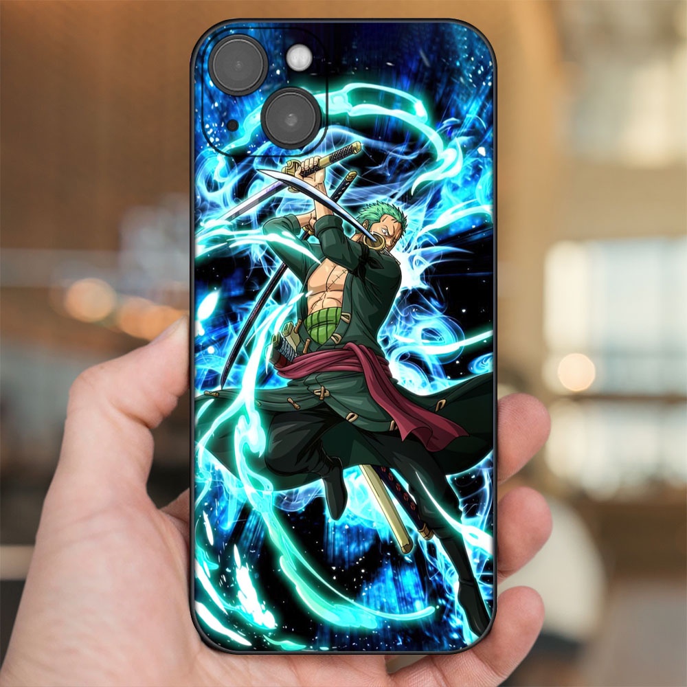 Ốp lưng iPhone 14 Plus dẻo đen cạnh vuông in hình Zoro One Piece