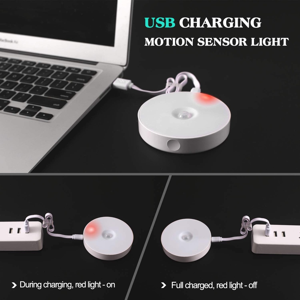 Đèn Ngủ Cảm Biến Chuyển Động Không Dây Kèm Đệm Dính Từ Tính Sạc Usb Tiện Dụng