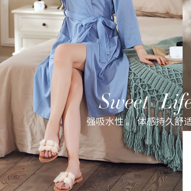 Áo choàng tắm thắt dây cotton mịn tay lửng sang trọng | BigBuy360 - bigbuy360.vn