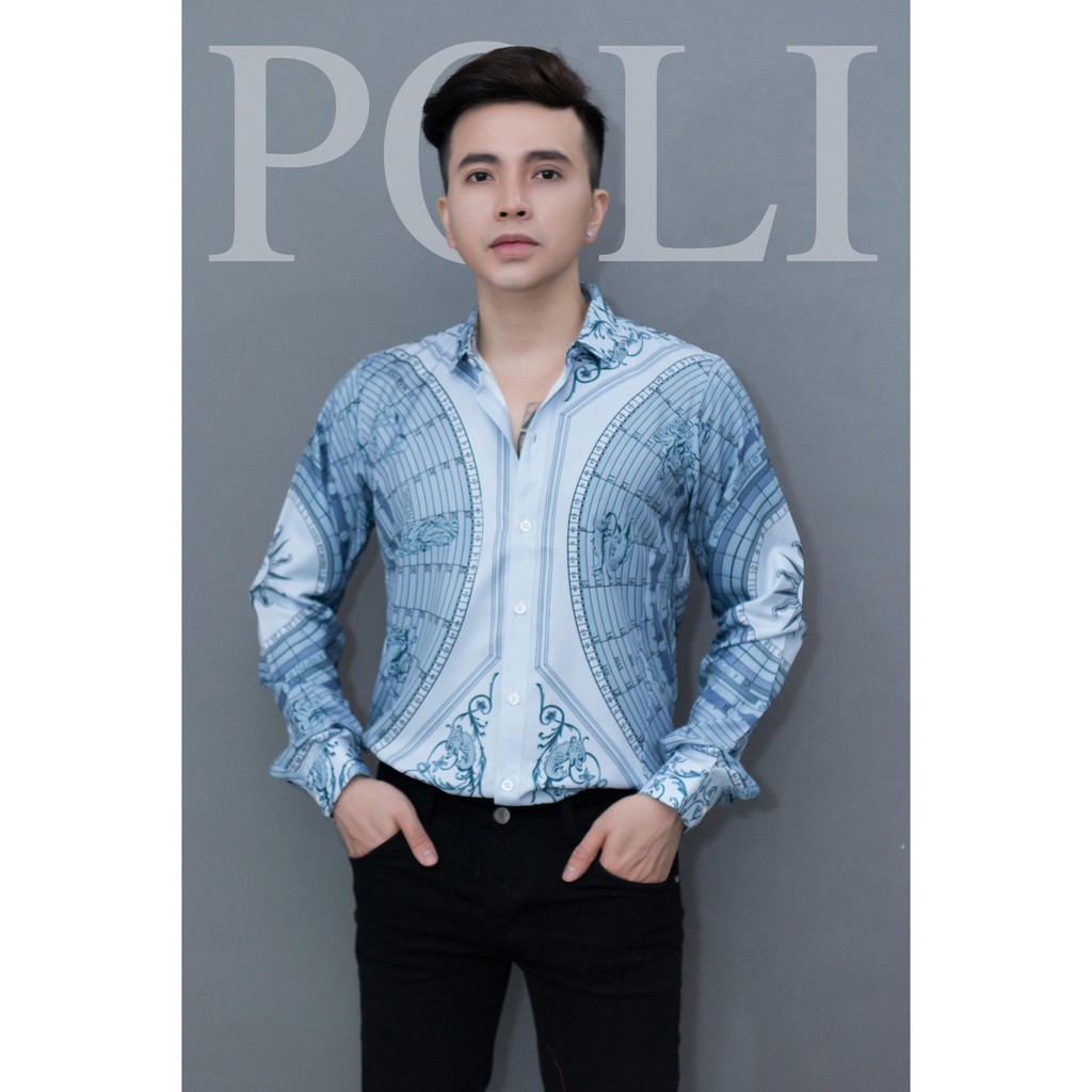 Sơ mi họa tiết xanh siêu sang | BigBuy360 - bigbuy360.vn