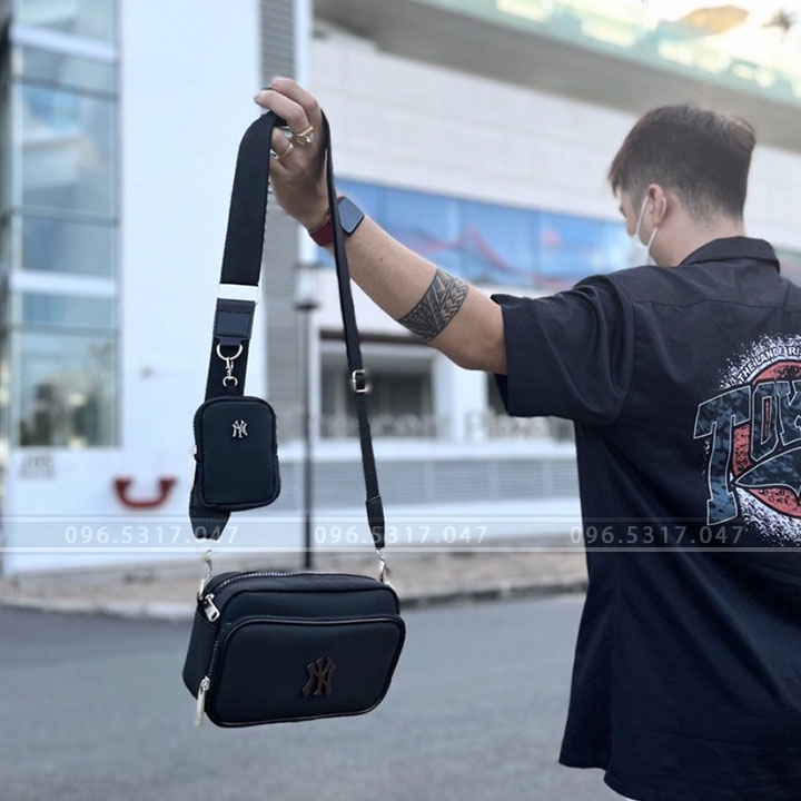 Túi Đeo Vai Da NY Unisex, Không Gian Túi Rộng, Đầy Đủ Tem