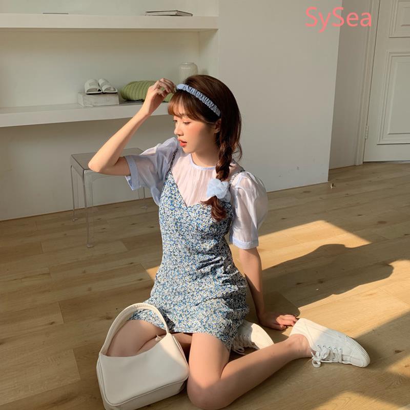 Set đồ hai mảnh áo chiffon + đầm hoa hai dây | BigBuy360 - bigbuy360.vn