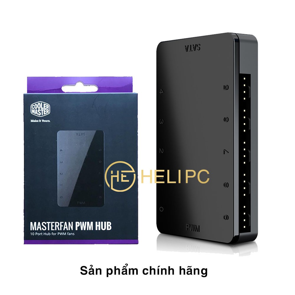 Bộ chia quạt Masterfan PWM Hub chính hãng Cooler Master 10 chân cắm 4 Pin, hỗ trợ điều tốc PWM, nguồn SATA