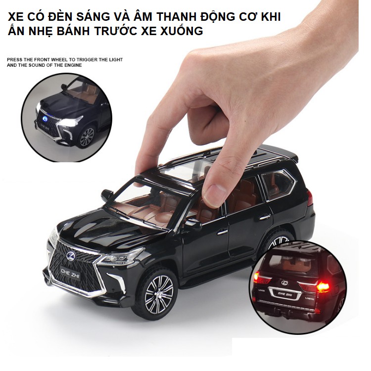 Mô hình xe LX570 cỡ lớn 1:24 bằng kim loại có âm thanh và đèn hãng Cheghi