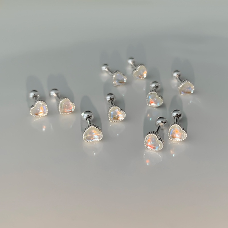 Hoa tai xoắn ốc hình trái tim đầy màu sắc Hoa tai thời trang đơn giản Hoa tai đinh tán của phụ nữ Hàn Quốc