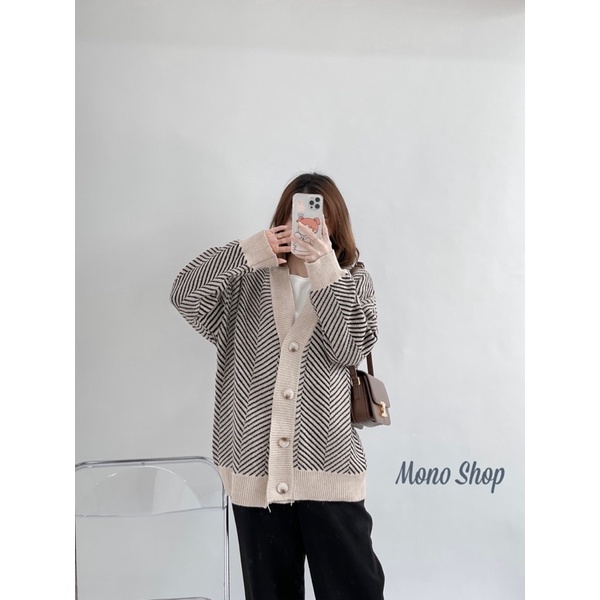 áo khoác cardigan len nữ dáng dài kẻ sọc hàn quốc (Ảnh thật/ sẵn) | BigBuy360 - bigbuy360.vn