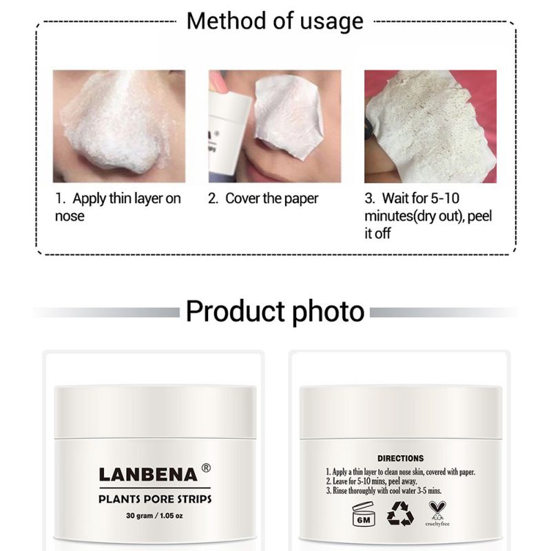 Mặt Nạ Lột Mụn Đầu Đen Vùng Mũi Làm Sạch Sâu Lanbena 30g