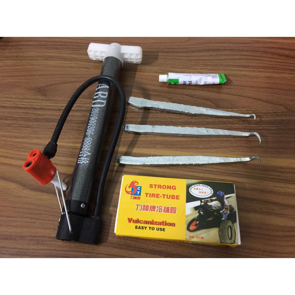 Bộ vá săm xe máy, bộ vá du lịch kèm theo bơm tay tiện dụng cho dân phượt, du lịch - BVXDXM