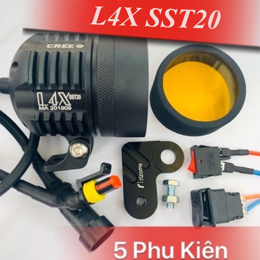 Đèn trợ sáng l4x chíp sst20 luminus kính tím BH 1 năm