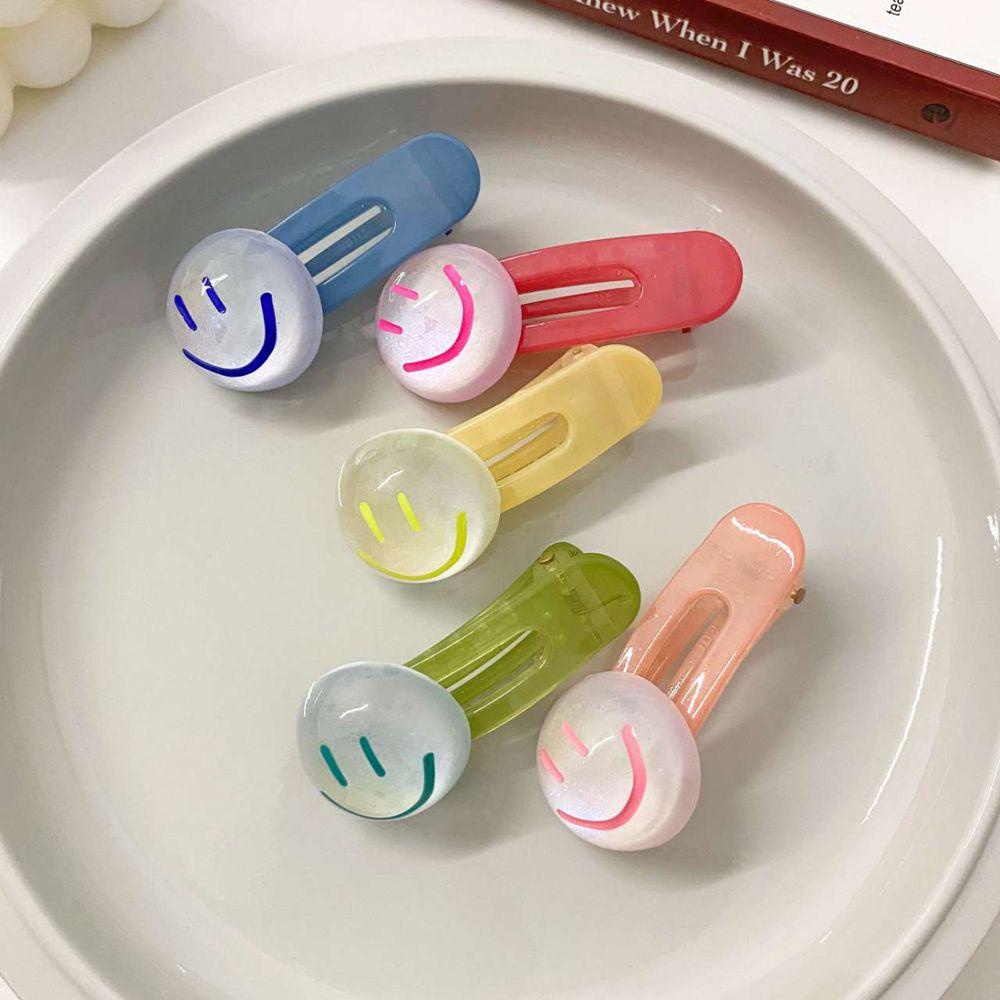 Kẹp Tóc Nhựa Trong Suốt Hình Mặt Cười Dễ Thương Phong Cách Hàn Quốc