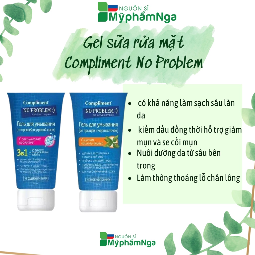 Gel sữa rửa mặt Compliment No Problem giảm mụn