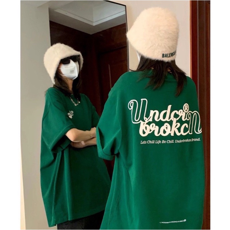 Áo thun phông logo tay nam nữ PINK tay lỡ form rộng UNDER BROKEN Unisex