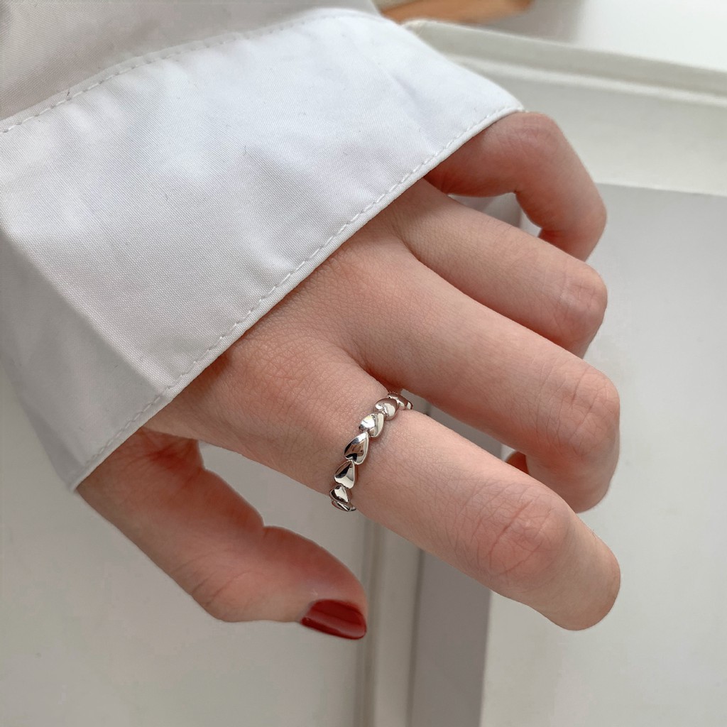 Nhẫn nữ bạc ý 925 trái tim trang sức idol tiktok
