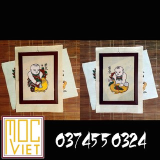 Cặp Tranh Đông Hồ Vinh Hoa - Phú QUý - 26x36 cm - Tranh Khung