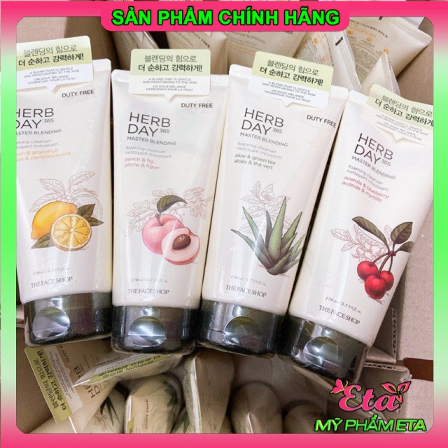 Sữa rửa mặt The Face Shop Herb Day 365 Cleansing Foam TFS cho làn da sáng và mịn màng 170ml