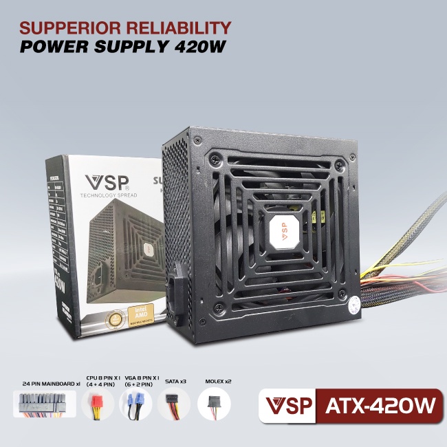 Bộ Nguồn Vi Tính Cho Máy Bàn Vision 420W ( Công Suất Thực )