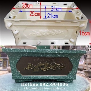 Khuôn đúc chậu cảnh Chữ Nhật 35 , Nhựa ABS cao cấp, Dùng làm chậu cây cảnh xi măng bonsai