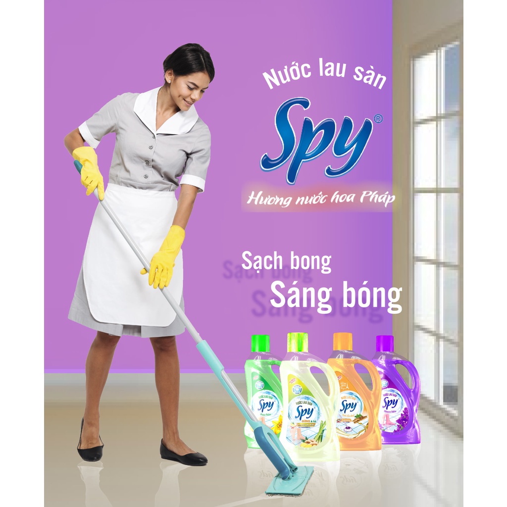 Nước lau sàn SPY, nước lau nhà dung tích 950ml 4 mùi hương Quế, gừng xả, chanh, cam mã hàng SP000062