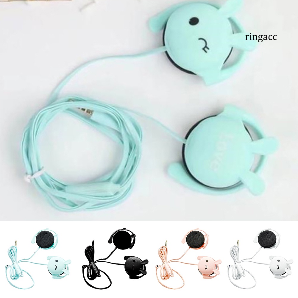 Tai nghe dạng móc vành tai hình tai thỏ dễ thương giắc 3.5mm