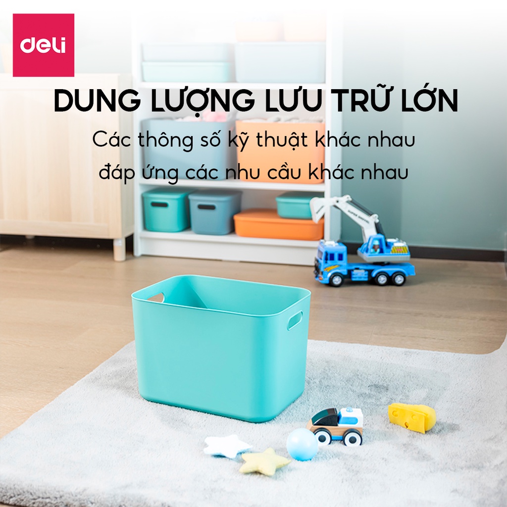 Hộp Đựng Đồ Có Nắp Cỡ Lớn Deli Hộp Nhựa Đựng Quần Áo Đa Năng Có Tay Cầm Nhựa Chất Lượng