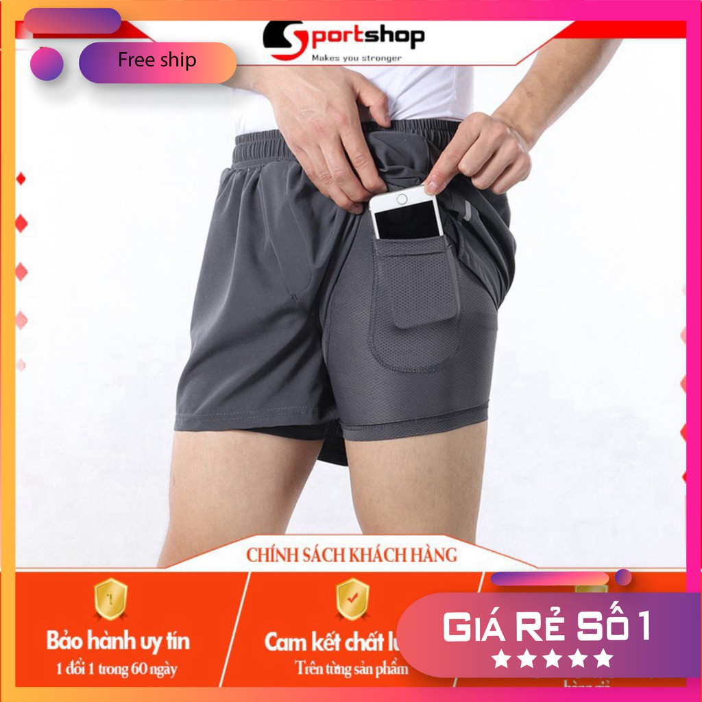 [HOT] -  Quần chạy bộ Nam Arsuxeo 2 lớp mềm mại, thiết kế hai túi tiện lợi... dành cho vận động thể thao