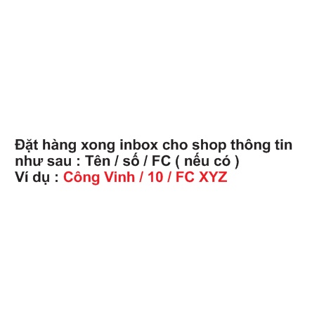 Bộ patch tên số cầu thủ bằng bàn ủi, in theo yêu cầu xin vui lòng inbox