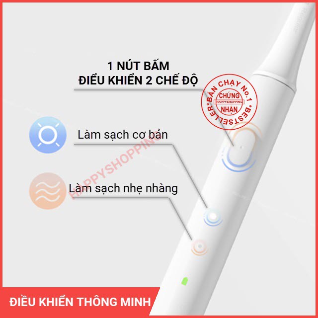 [CHÍNH HÃNG XIAOMI] Bàn chải điện Xiaomi Mijia Sonic T100, Bàn chải điện làm sạch và giúp răng trắng sáng tự nhiên