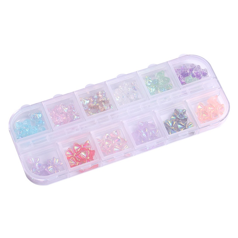 Hộp Hạt Đá Tròn / Ngọc Trai / Nơ 3d Trang Trí Móng Tay Nghệ Thuật